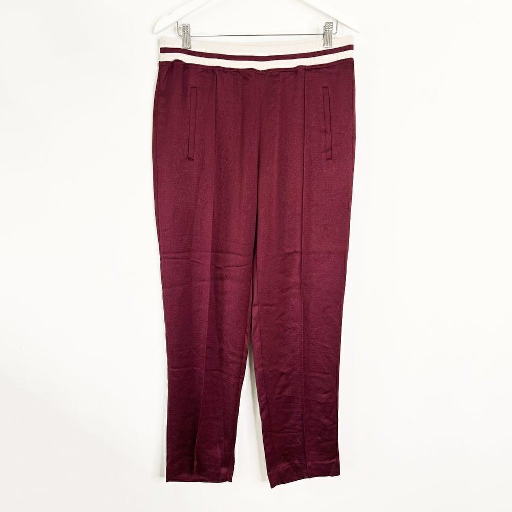 Aritzia Little Moon Burgundy Satin Track Pants